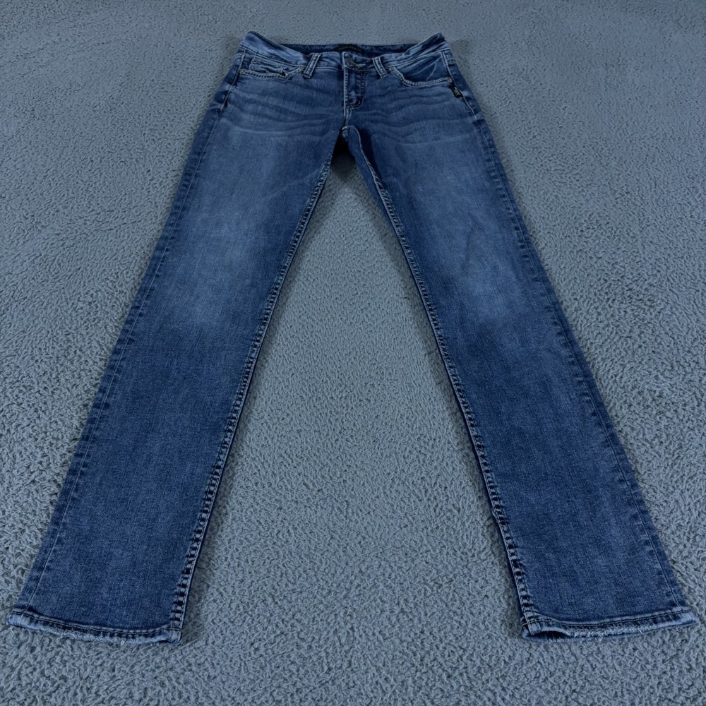 Silver Jeans Womens 27x32 Blue Suki Straight Low Rise Light Wash Stretch‎ Denim